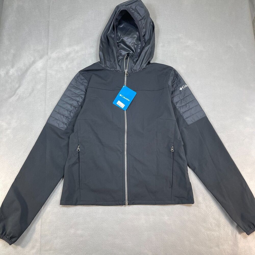 Columbia Jacket Womens XS Black Print Full Zip Hooded Nesika Creek